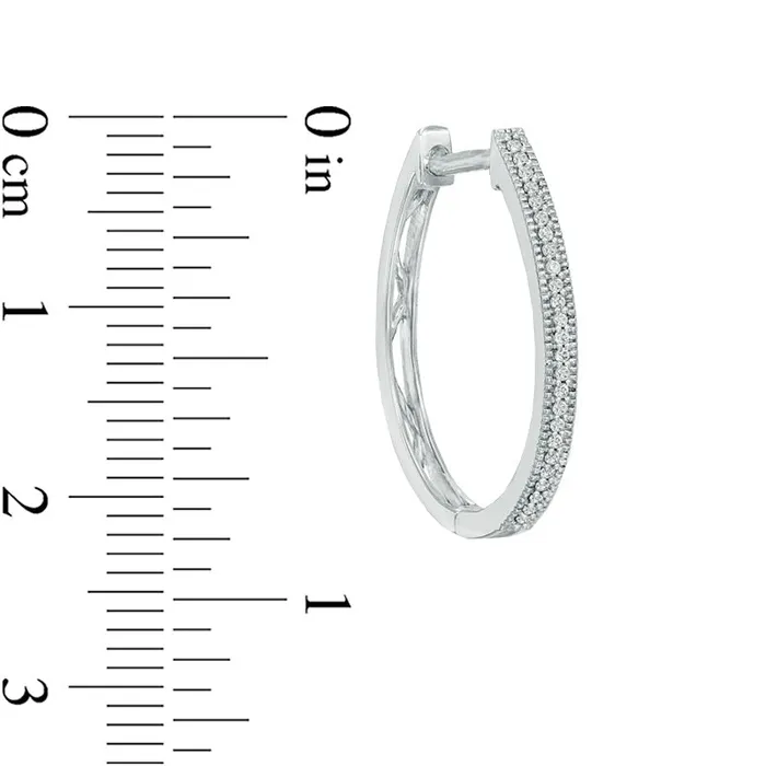 Earrings Goldia 013 CT TW Diamond VintageStyle Oval Huggie Hoop Earrings in 10K White Gold Earrings Goldia 013 CT TW Diamond VintageStyle Oval Huggie Hoop Earrings in 10K White Gold