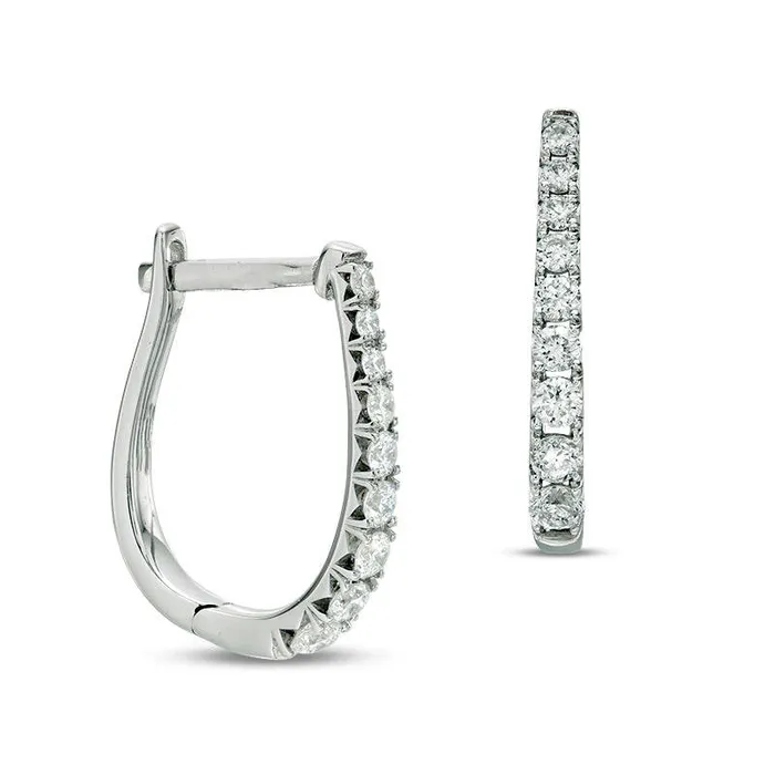 Earrings Goldia 025 CT TW Certified Diamond Hoop Earrings in 14K White Gold HI1 Earrings Goldia 025 CT TW Certified Diamond Hoop Earrings in 14K White Gold HI1