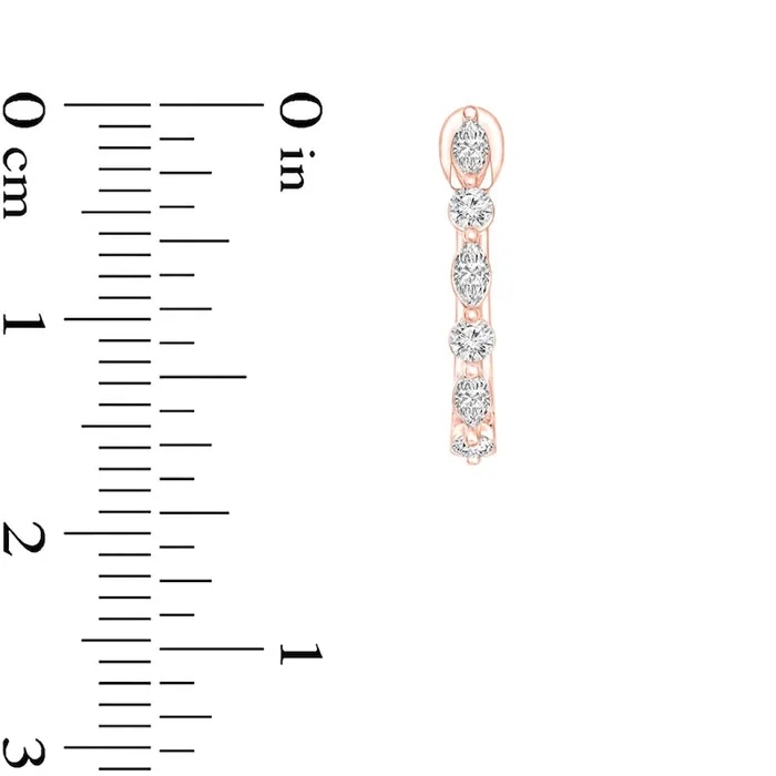 Earrings Goldia 038 CT TW Marquise and Round Diamond Alternating Hoop Earrings in 10K Rose Gold Earrings Goldia 038 CT TW Marquise and Round Diamond Alternating Hoop Earrings in 10K Rose Gold