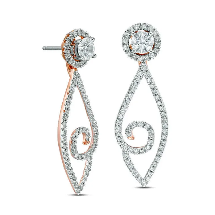 Earrings Goldia 075 CT TW Diamond Frame and Swirl Marquise Drop Earring Jackets in 14K Rose Gold Earrings Goldia 075 CT TW Diamond Frame and Swirl Marquise Drop Earring Jackets in 14K Rose Gold