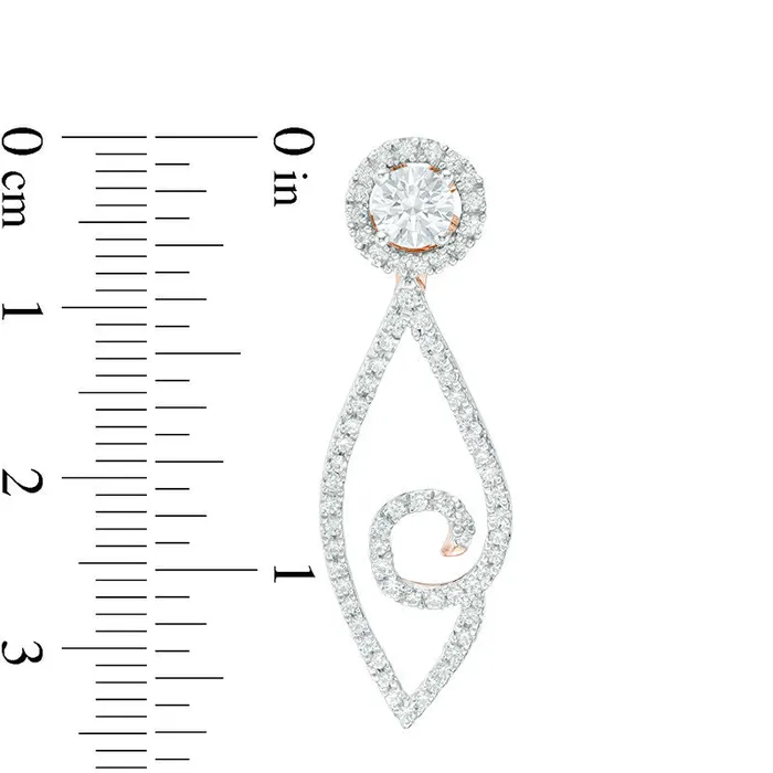 Earrings Goldia 075 CT TW Diamond Frame and Swirl Marquise Drop Earring Jackets in 14K Rose Gold Earrings Goldia 075 CT TW Diamond Frame and Swirl Marquise Drop Earring Jackets in 14K Rose Gold