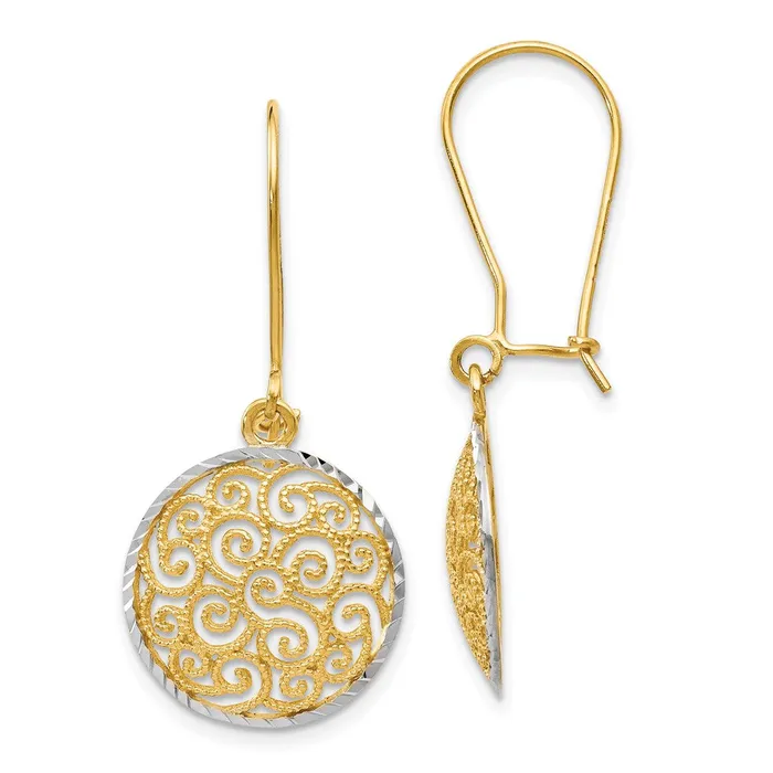 Earrings Goldia 14k Twotone Gold Filigree Dangle Earrings