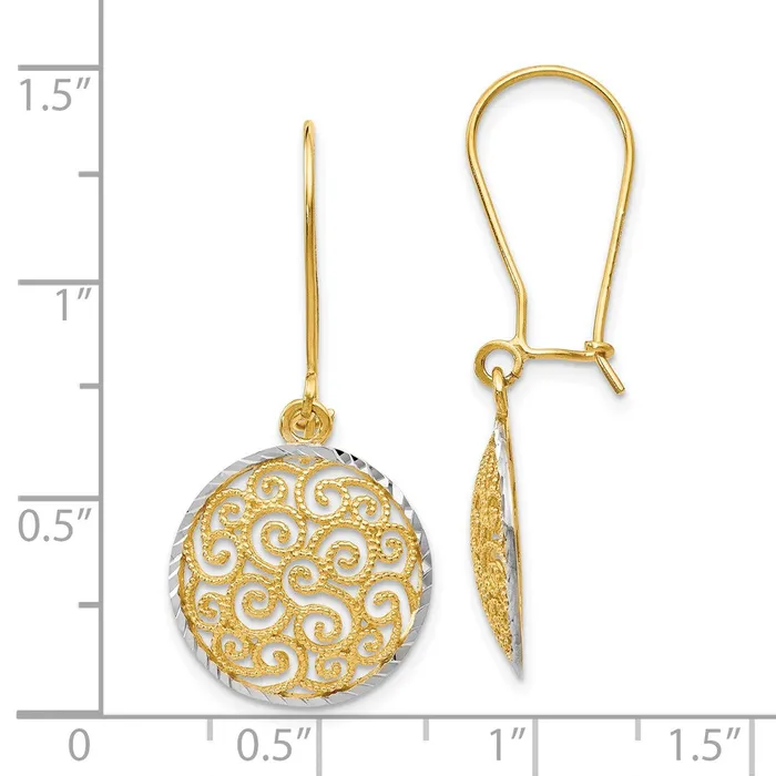 Earrings Goldia 14k Twotone Gold Filigree Dangle Earrings
