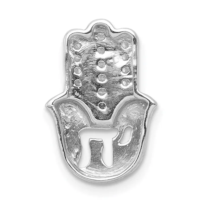 Earrings Goldia 14k White Gold 115ct Real Diamond Chai on Hamsa Chain Slide