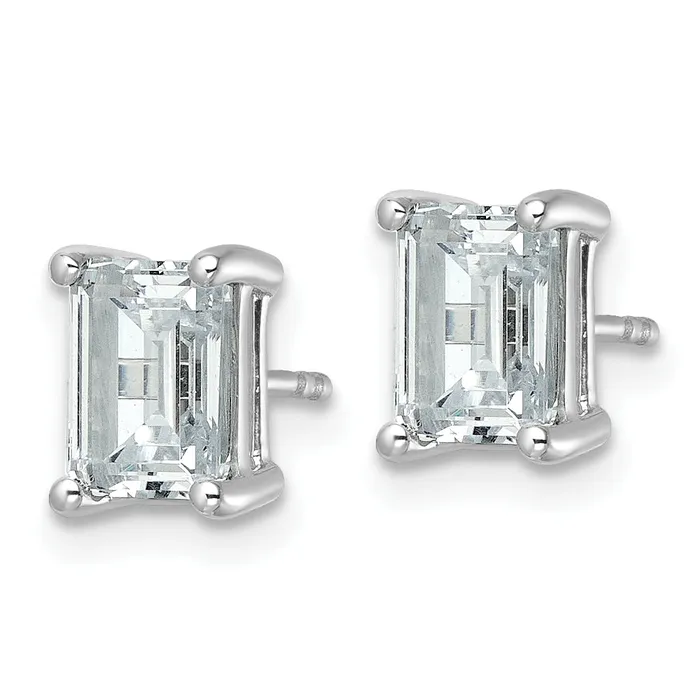 Earrings Goldia 14k White Gold 3 ctw Certified Lab Grown Diamond VSSI G Emerald 4 Prong Heavy Wt Stud Earrings