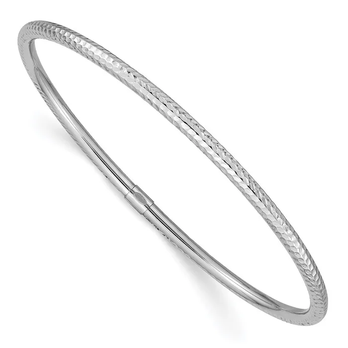 Earrings Goldia 14k White Gold 3mm Diamondcut Slipon Bangle