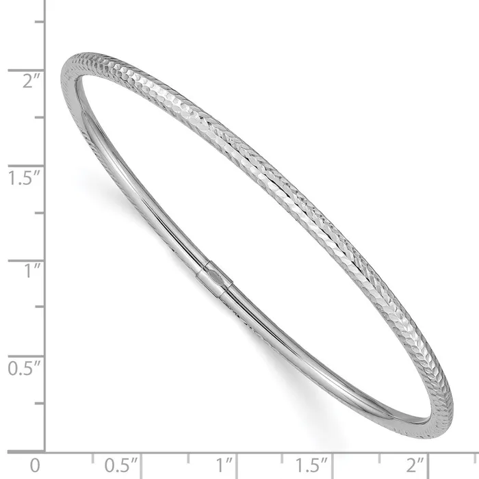 Earrings Goldia 14k White Gold 3mm Diamondcut Slipon Bangle
