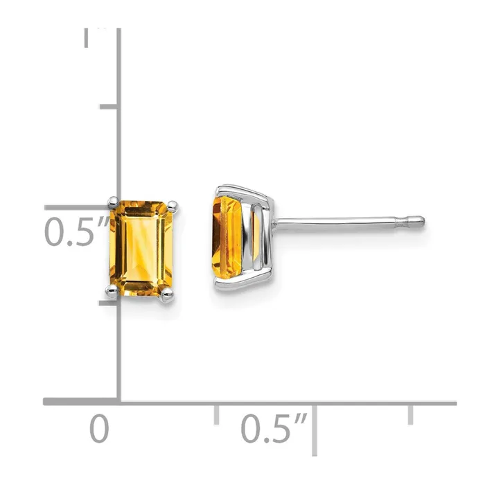 Earrings Goldia 14k White Gold 6x4mm Emerald Cut Citrine Earrings