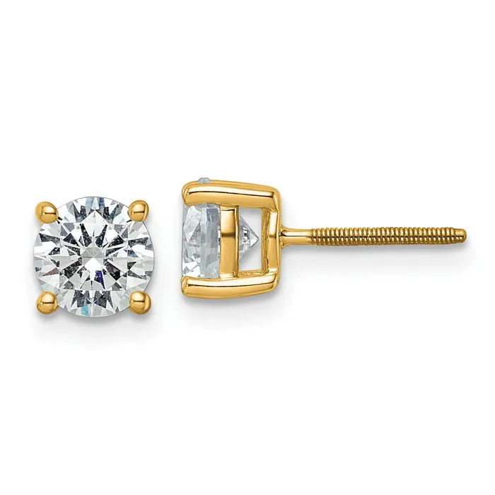 Earrings Goldia 14k Yellow Gold 2 ctw Lab Grown Diamond VSSI G Round 4 Prong Heavy Wt Screwback Stud Earrings Earrings Goldia 14k Yellow Gold 2 ctw Lab Grown Diamond VSSI G Round 4 Prong Heavy Wt Screwback Stud Earrings