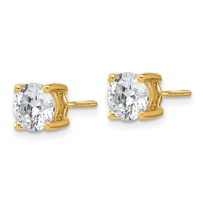 Earrings Goldia 14k Yellow Gold 2 ctw Lab Grown Diamond VSSI G Round 4 Prong Heavy Wt Screwback Stud Earrings