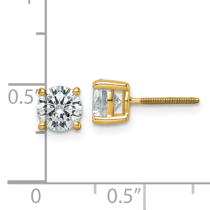 Earrings Goldia 14k Yellow Gold 2 ctw Lab Grown Diamond VSSI G Round 4 Prong Heavy Wt Screwback Stud Earrings