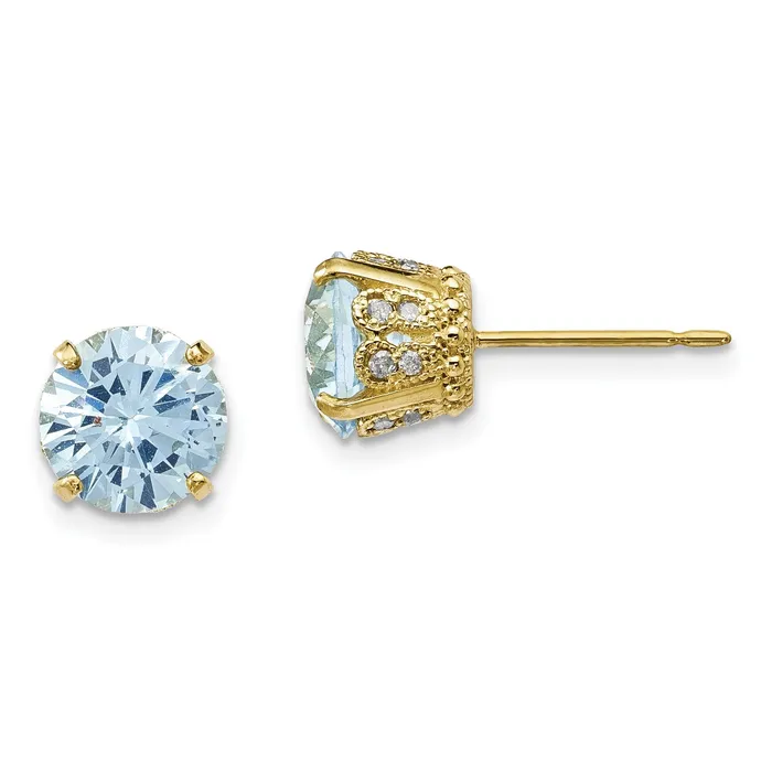 Earrings goldiaca 10K Tiara Collection Diamond Lab Created Aquamarine Post Earrings Earrings goldiaca 10K Tiara Collection Diamond Lab Created Aquamarine Post Earrings