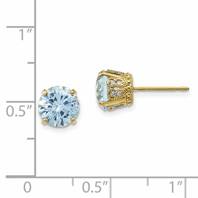 Earrings goldiaca 10K Tiara Collection Diamond Lab Created Aquamarine Post Earrings