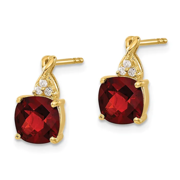 Earrings Goldia Solid 14k Yellow Gold ChecKerboard Simulated Garnet and CZ Earrings Earrings Goldia Solid 14k Yellow Gold ChecKerboard Simulated Garnet and CZ Earrings