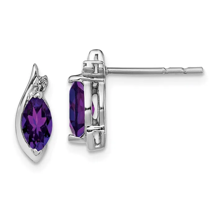 Earrings Goldia Sterling Silver Rhodiumplated Diamond and Amethyst Earrings