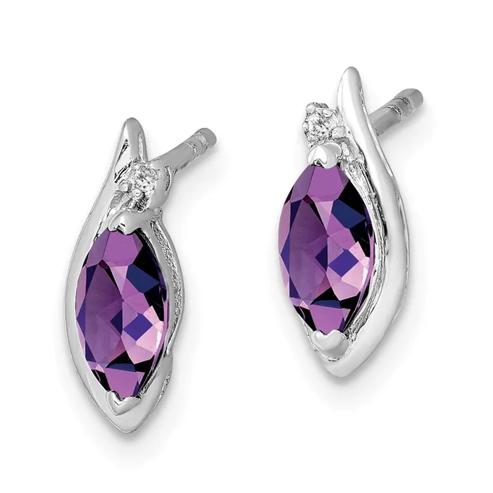 Earrings Goldia Sterling Silver Rhodiumplated Diamond and Amethyst Earrings
