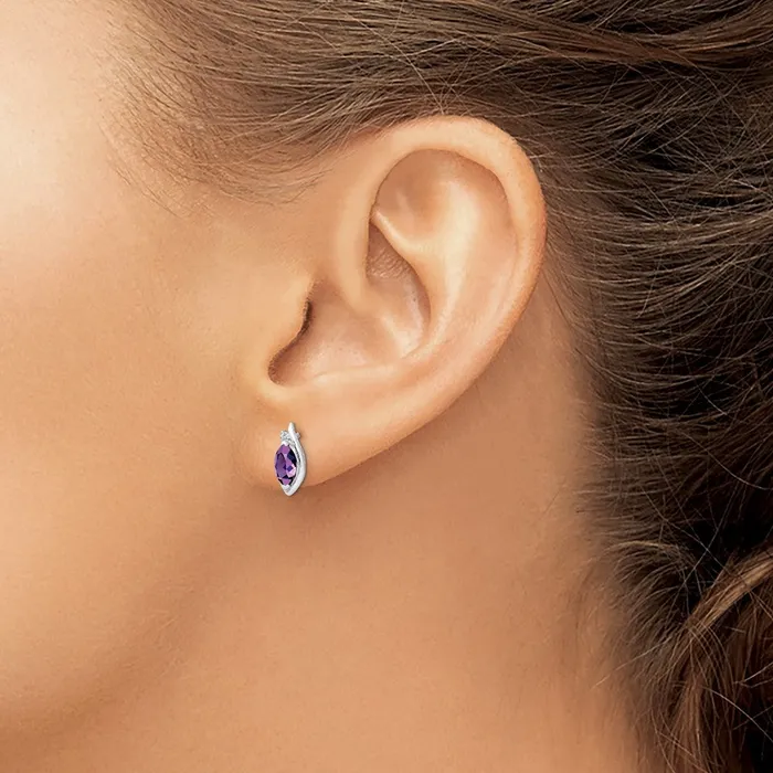 Earrings Goldia Sterling Silver Rhodiumplated Diamond and Amethyst Earrings