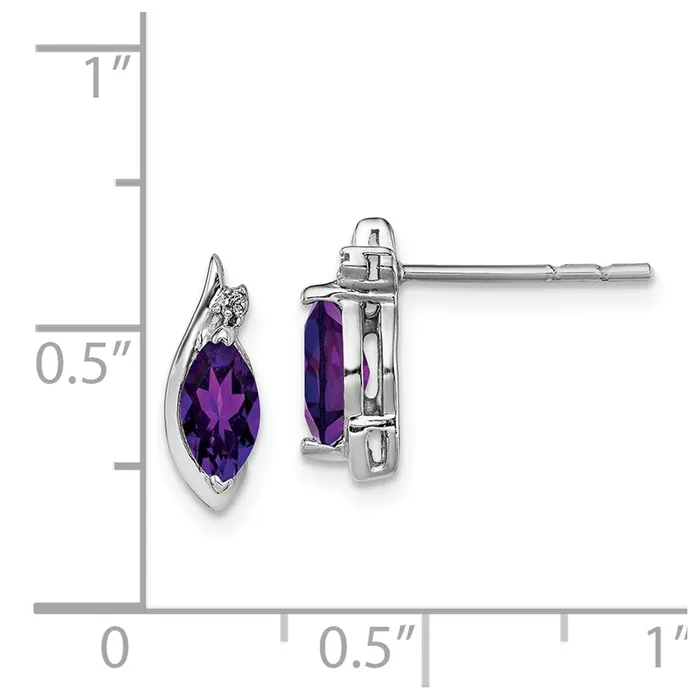 Earrings Goldia Sterling Silver Rhodiumplated Diamond and Amethyst Earrings
