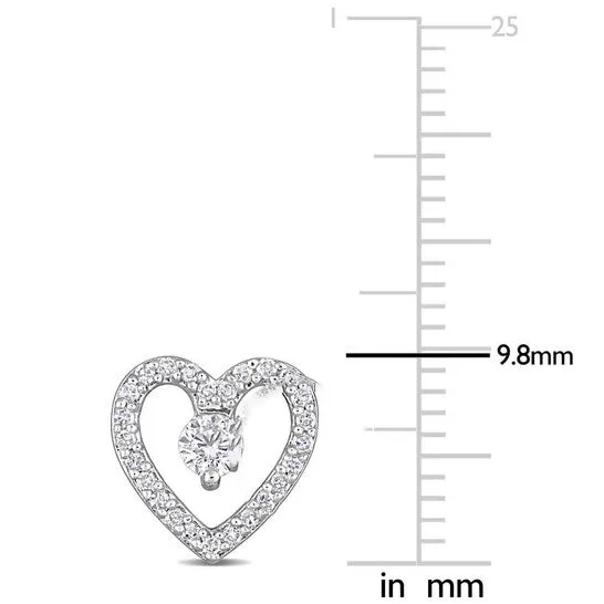 Earrings JMS always Original AMOUR 13 CT TGW White Topaz and 15 CT TDW Diamond Open Heart Stud Earrings In Sterling Silver Earrings JMS always Original AMOUR 13 CT TGW White Topaz and 15 CT TDW Diamond Open Heart Stud Earrings In Sterling Silver