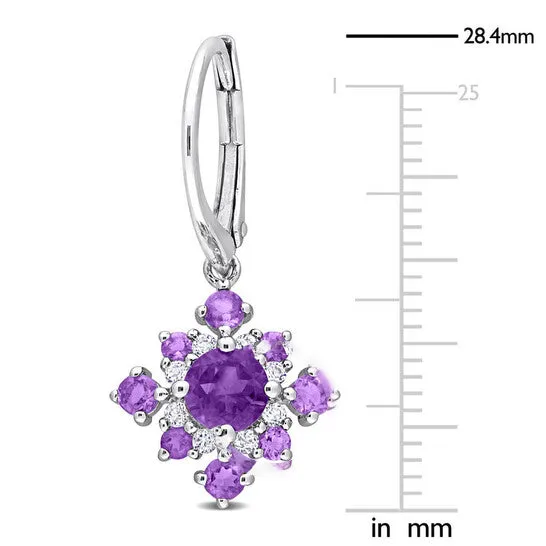 Earrings JMS always Original AMOUR 2 110 CT TGW Amethyst African Amethyst and White Topaz Leverback Cluster Drop Earrings In Sterling Silver Earrings JMS always Original AMOUR 2 110 CT TGW Amethyst African Amethyst and White Topaz Leverback Cluster Drop Earrings In Sterling Silver