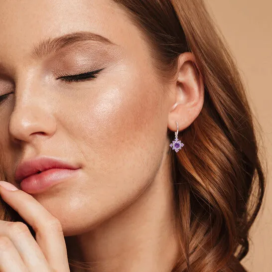 Earrings JMS always Original AMOUR 2 110 CT TGW Amethyst African Amethyst and White Topaz Leverback Cluster Drop Earrings In Sterling Silver Earrings JMS always Original AMOUR 2 110 CT TGW Amethyst African Amethyst and White Topaz Leverback Cluster Drop Earrings In Sterling Silver