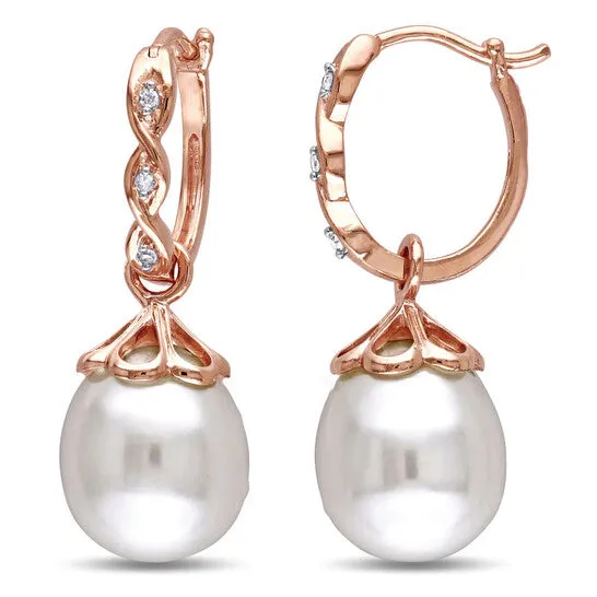 Earrings JMS always Original AMOUR 9 95 Mm Freshwater Cultured Pearl and Diamond Accent Infinity Hoop Earrings In 10K Rose Gold Earrings JMS always Original AMOUR 9 95 Mm Freshwater Cultured Pearl and Diamond Accent Infinity Hoop Earrings In 10K Rose Gold
