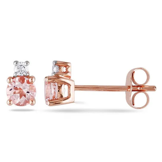 Earrings JMS always Original AMOUR Morganite and Diamond Accent Stud Earrings In 10K Rose Gold Earrings JMS always Original AMOUR Morganite and Diamond Accent Stud Earrings In 10K Rose Gold