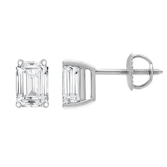 Earrings JMS always Original Diamond Muse 100 cttw 14KT White Gold Emerald Cut Diamond Stud Earrings for Women Earrings JMS always Original Diamond Muse 100 cttw 14KT White Gold Emerald Cut Diamond Stud Earrings for Women
