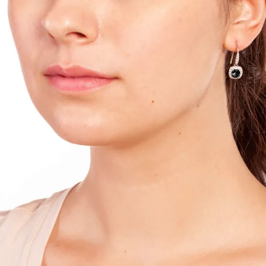 Earrings JMS always Original Elegant Confetti Womens 18K White Gold Plated Black CZ Simulated Cushion Diamond Halo Drop Earrings Earrings JMS always Original Elegant Confetti Womens 18K White Gold Plated Black CZ Simulated Cushion Diamond Halo Drop Earrings