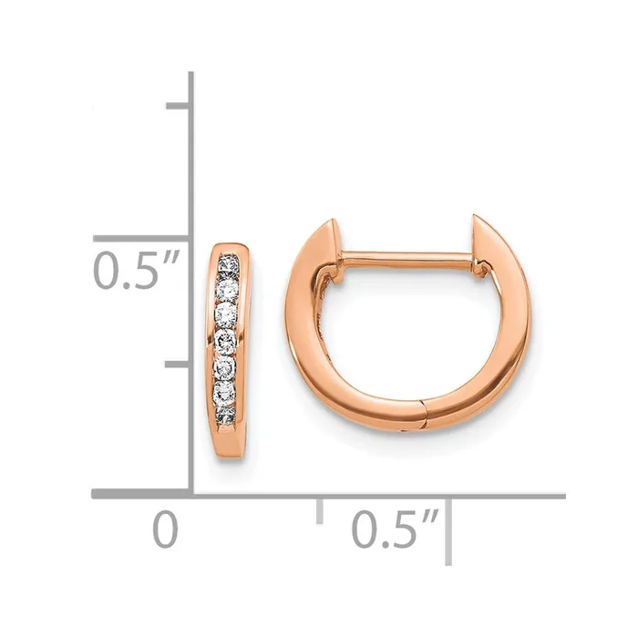 Earrings Solid 14k Rose Gold Polished Simulated CZ Hinged Hoop Earrings Goldia Earrings Solid 14k Rose Gold Polished Simulated CZ Hinged Hoop Earrings Goldia