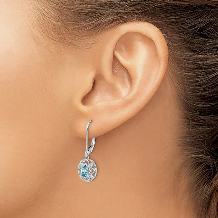 Earrings Sterling Silver Rhodiumplated Blue Topaz Diamond Earrings Goldia