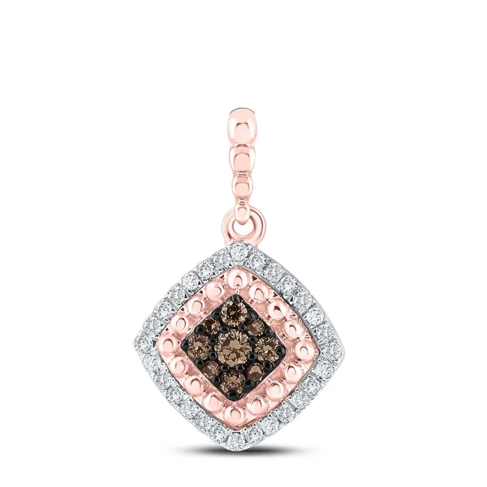 gndatlanta 10k Rose Gold Round Brown Diamond Offset Square Pendant 14 Cttw Necklaces gndatlanta 10k Rose Gold Round Brown Diamond Offset Square Pendant 14 Cttw Necklaces