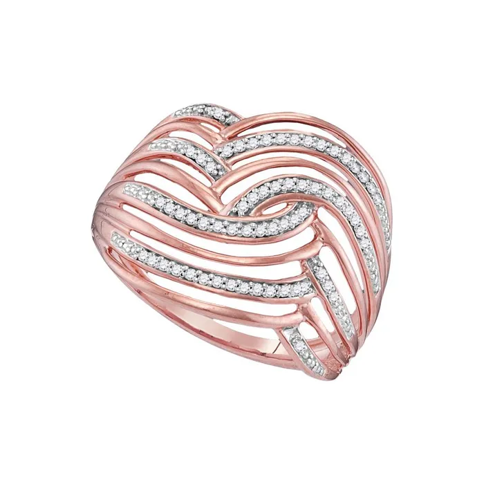 gndatlanta 10k Rose Gold Round Diamond Freeform Fashion Ring 110 Cttw Rings