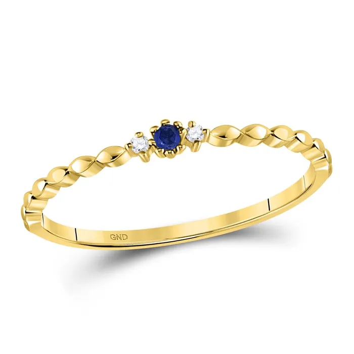 gndatlanta 10k Yellow Gold Round Blue Sapphire Diamond Stackable Band Ring 03 Cttw Rings gndatlanta 10k Yellow Gold Round Blue Sapphire Diamond Stackable Band Ring 03 Cttw Rings