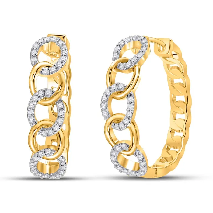 gndatlanta 10k Yellow Gold Round Diamond Cuban Curb Link Hoop Earrings 15 Cttw Earrings gndatlanta 10k Yellow Gold Round Diamond Cuban Curb Link Hoop Earrings 15 Cttw Earrings