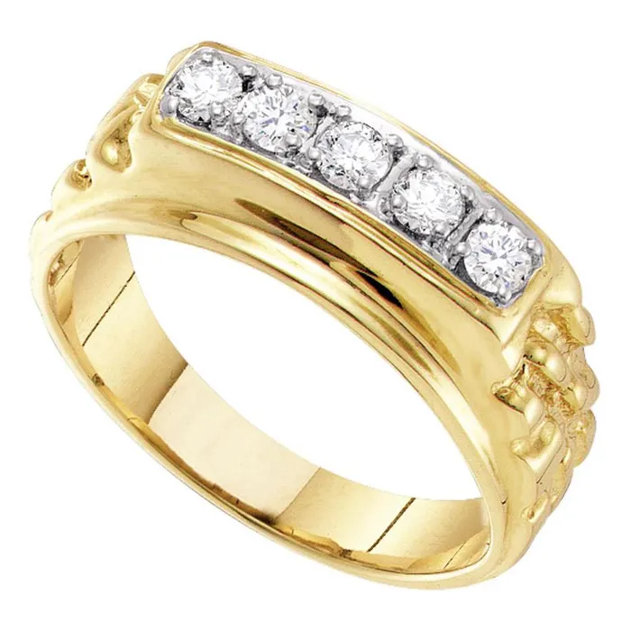 gndatlanta 10k Yellow Gold Round Diamond Single Row Nuggest Band Ring 12 Cttw Rings gndatlanta 10k Yellow Gold Round Diamond Single Row Nuggest Band Ring 12 Cttw Rings