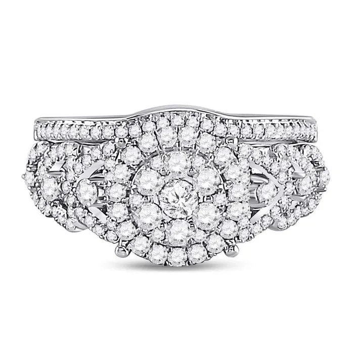 gndatlanta 14k White Gold Round Diamond Bridal Wedding Ring Set 1 Cttw Size 8 Rings