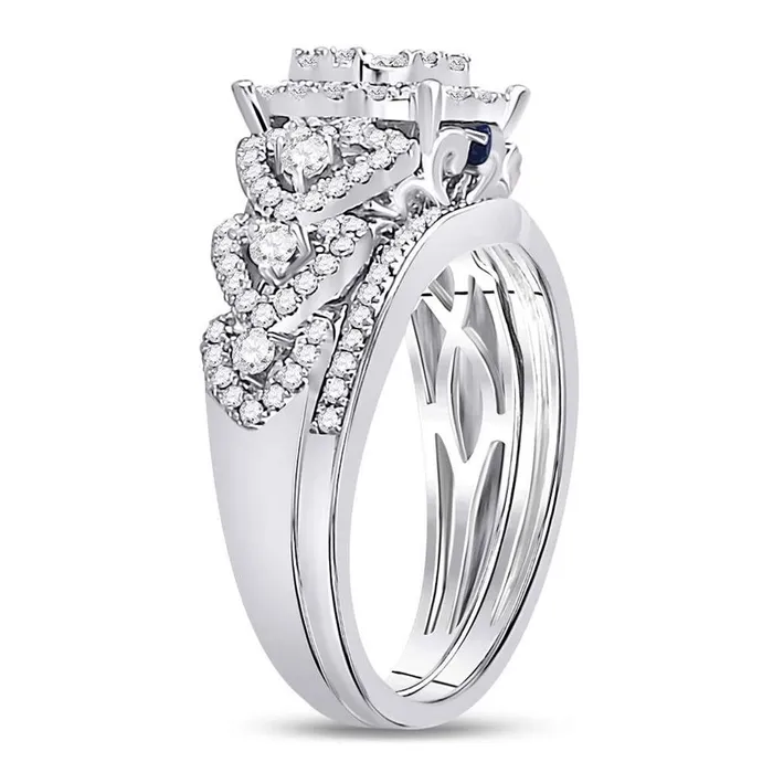 gndatlanta 14k White Gold Round Diamond Bridal Wedding Ring Set 1 Cttw Size 8 Rings