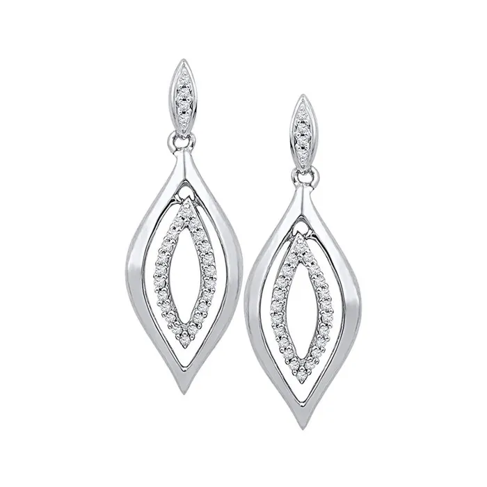 gndatlanta 14k White Gold Round Diamond Double Oval Dangle Earrings 16 Cttw Earrings gndatlanta 14k White Gold Round Diamond Double Oval Dangle Earrings 16 Cttw Earrings