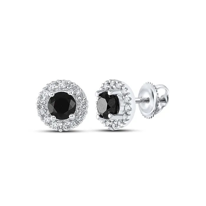 gndatlanta Earrings 14k White Gold Round Black Diamond Stud Earrings 1 Cttw gndatlanta Earrings 14k White Gold Round Black Diamond Stud Earrings 1 Cttw