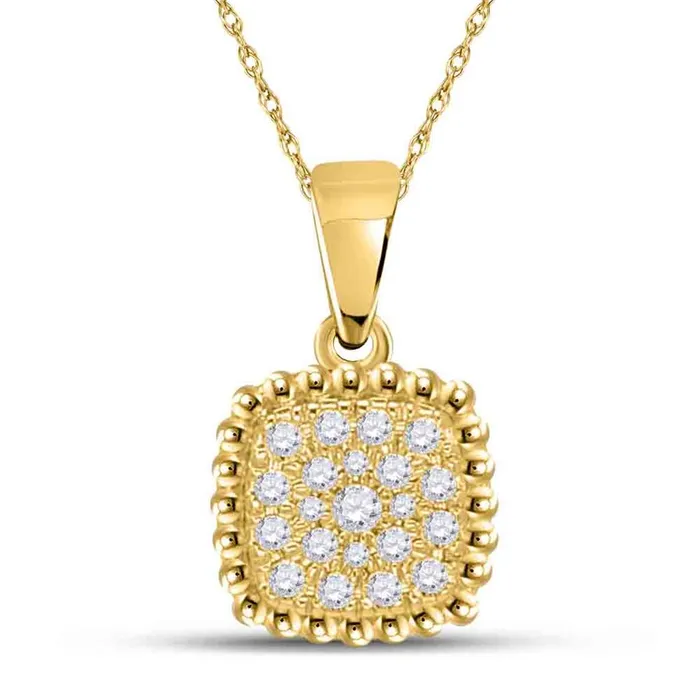 gndatlanta Necklaces 10k Yellow Gold Round Diamond Square Pendant 16 Cttw gndatlanta Necklaces 10k Yellow Gold Round Diamond Square Pendant 16 Cttw