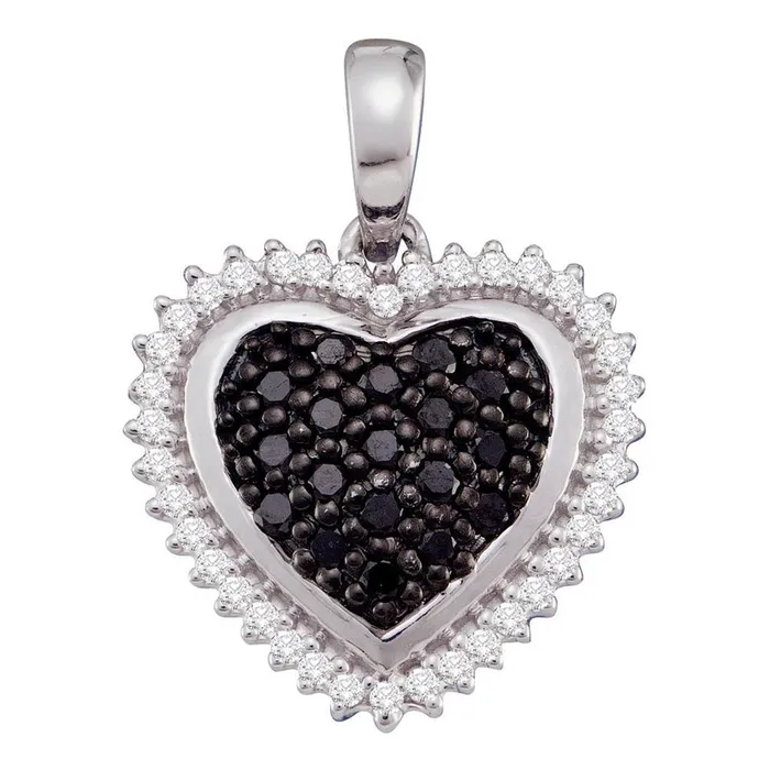 gndatlanta Necklaces 14k White Gold Black Diamond Cluster Heart Pendant 13 Cttw gndatlanta Necklaces 14k White Gold Black Diamond Cluster Heart Pendant 13 Cttw