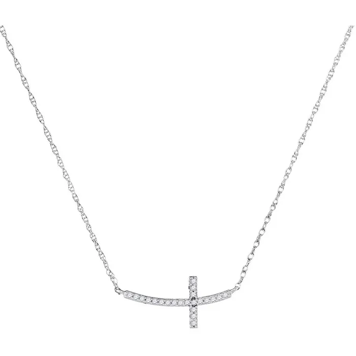 gndatlanta Necklaces 14k White Gold Round Diamond Horizontal Cross Necklace 120 Cttw gndatlanta Necklaces 14k White Gold Round Diamond Horizontal Cross Necklace 120 Cttw