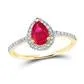 gndatlanta Rings 10k Yellow Gold Pear Created Ruby Solitaire Ring 1 Cttw
