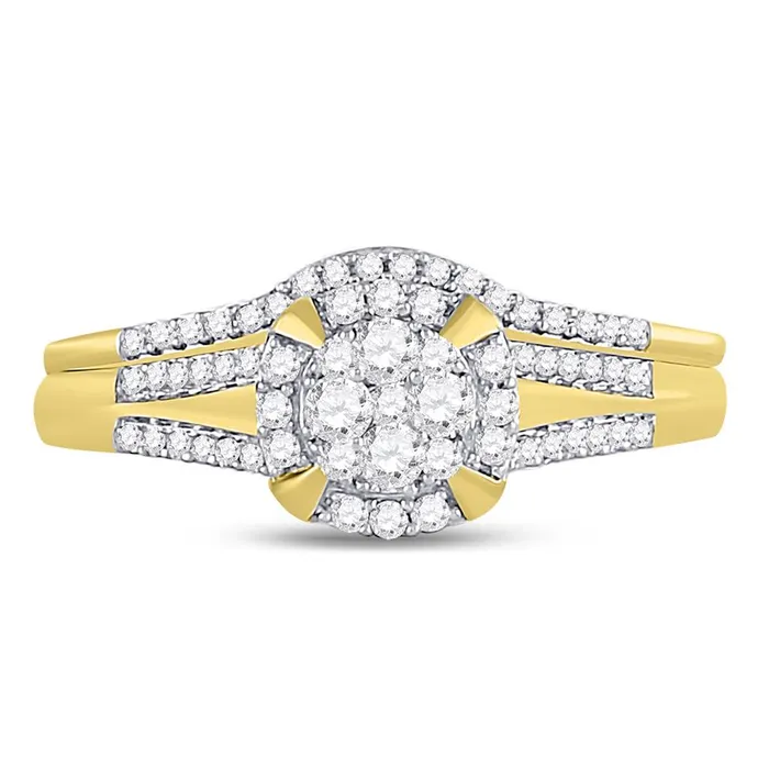 gndatlanta Rings 10k Yellow Gold Round Diamond Bridal Wedding Ring Set 38 Cttw