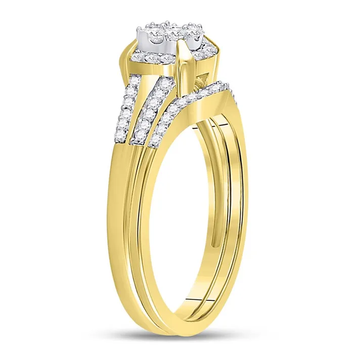 gndatlanta Rings 10k Yellow Gold Round Diamond Bridal Wedding Ring Set 38 Cttw
