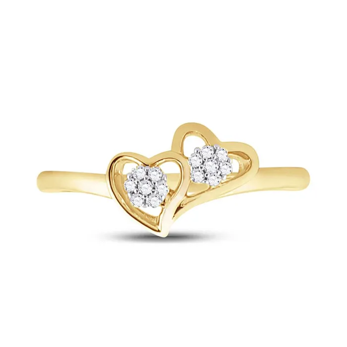 gndatlanta Rings 10k Yellow Gold Round Diamond Double Heart Ring 110 Cttw gndatlanta Rings 10k Yellow Gold Round Diamond Double Heart Ring 110 Cttw