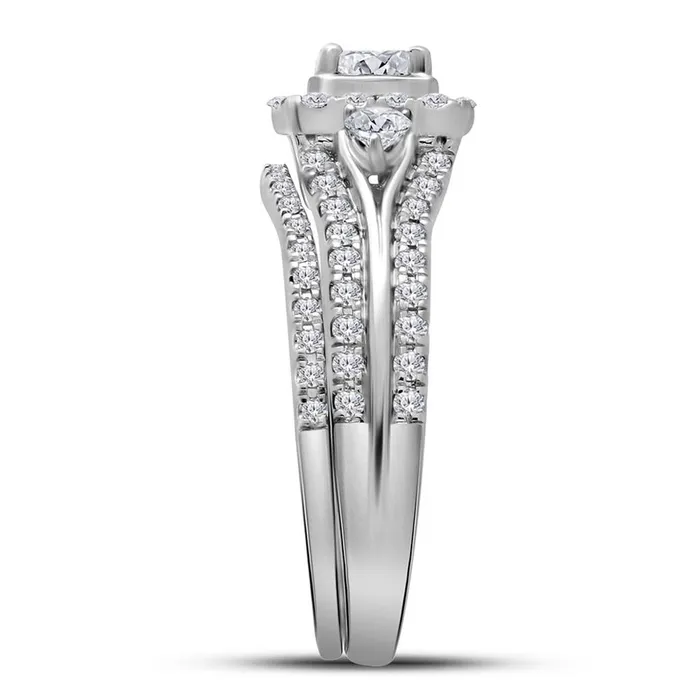 gndatlanta Rings 14k White Gold Princess Diamond Bridal Wedding Ring Set 0 Cttw