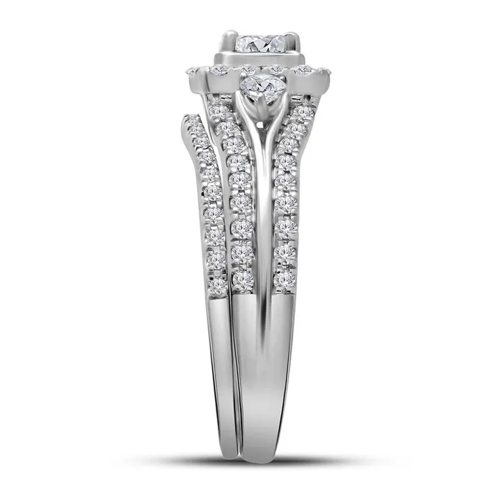 gndatlanta Rings 14k White Gold Princess Diamond Bridal Wedding Ring Set 0 Cttw