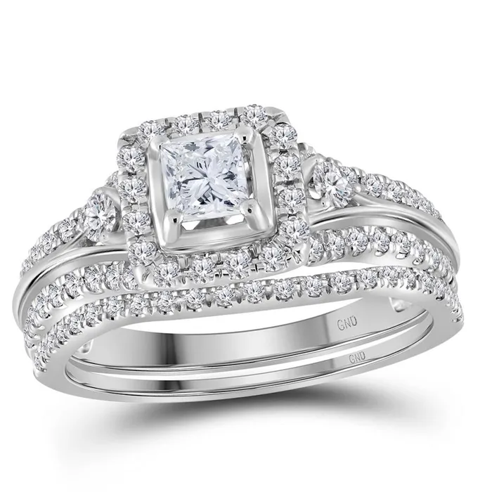 gndatlanta Rings 14k White Gold Princess Diamond Bridal Wedding Ring Set 0 Cttw